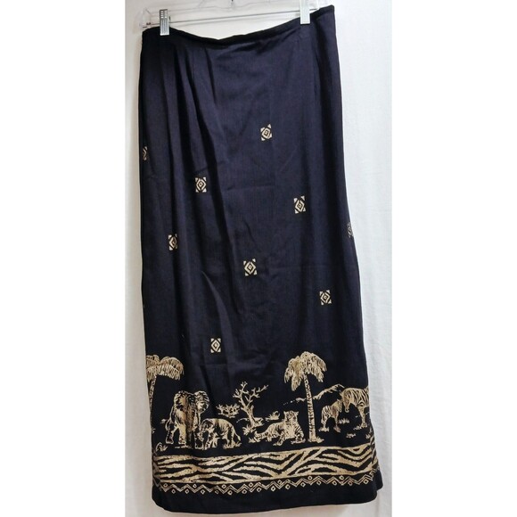 Alfred Dunner Women’s 12 Maxi Skirt Safari Animal Print Boho Retro Festival VTG - Picture 1 of 8